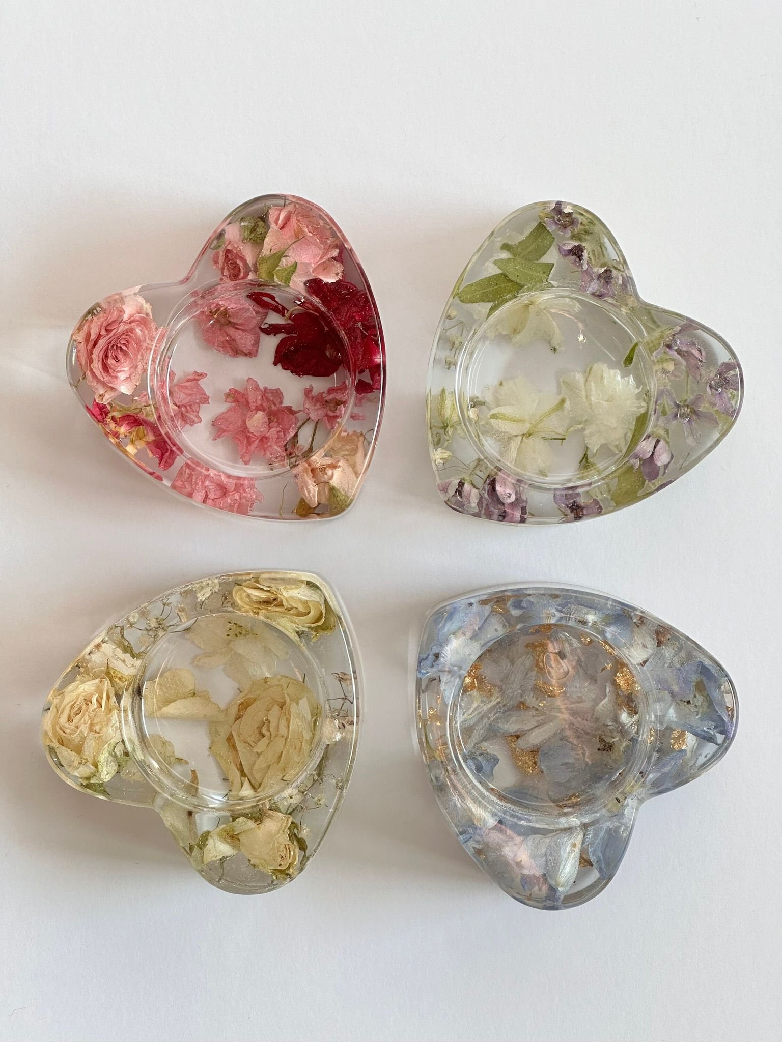 Resin flower preservation — initials R and J letters