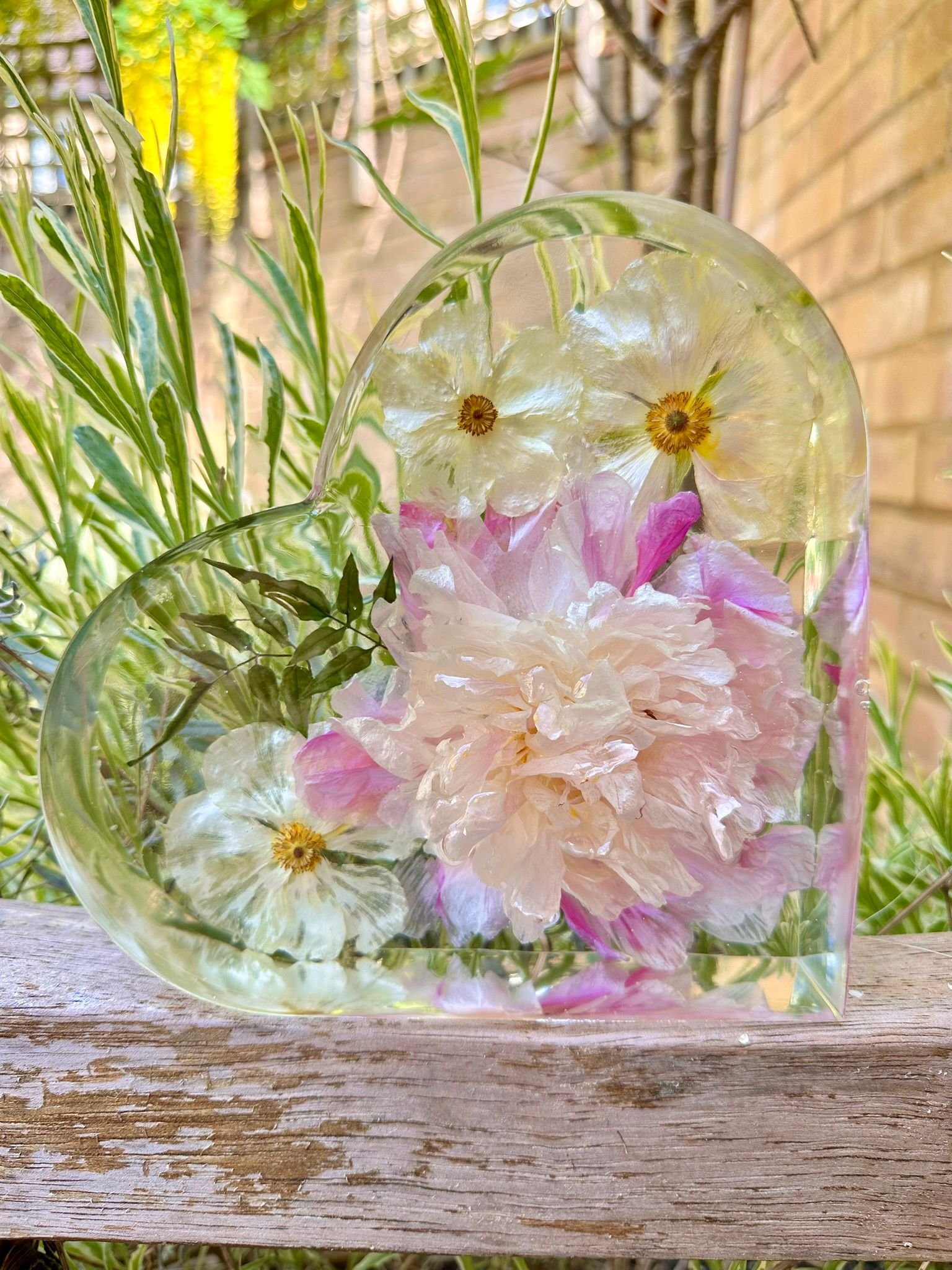 Resin flower preservation — heart trinket dishes set of four