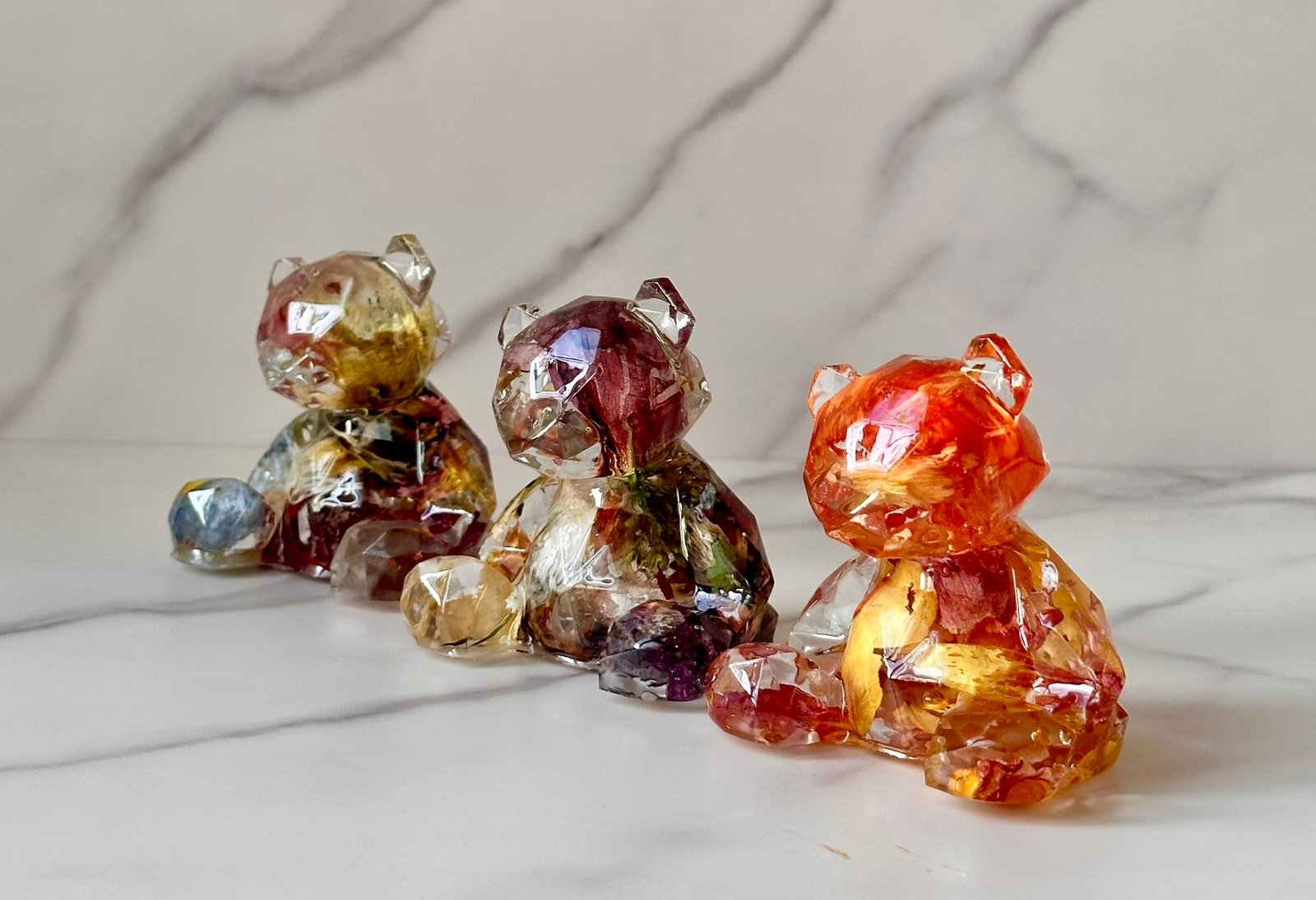 Resin flower preservation — teddy bears
