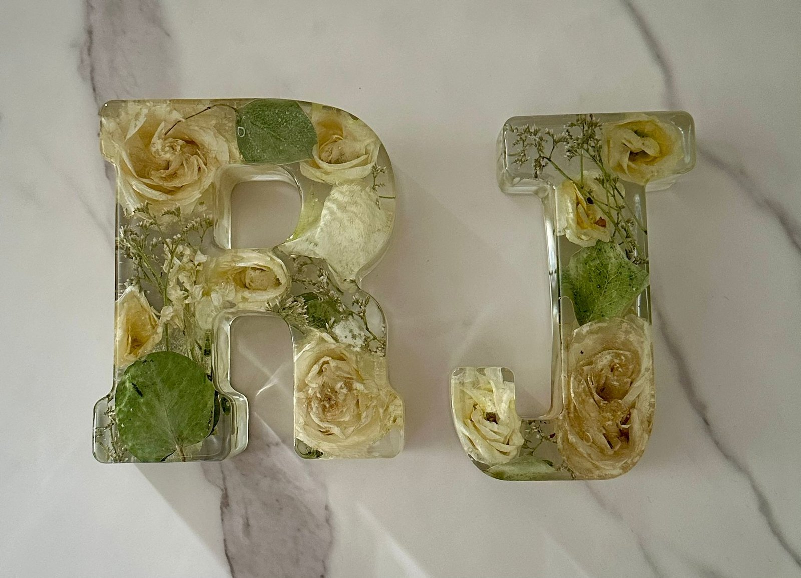 Resin flower preservation — large floral tray with gold handles